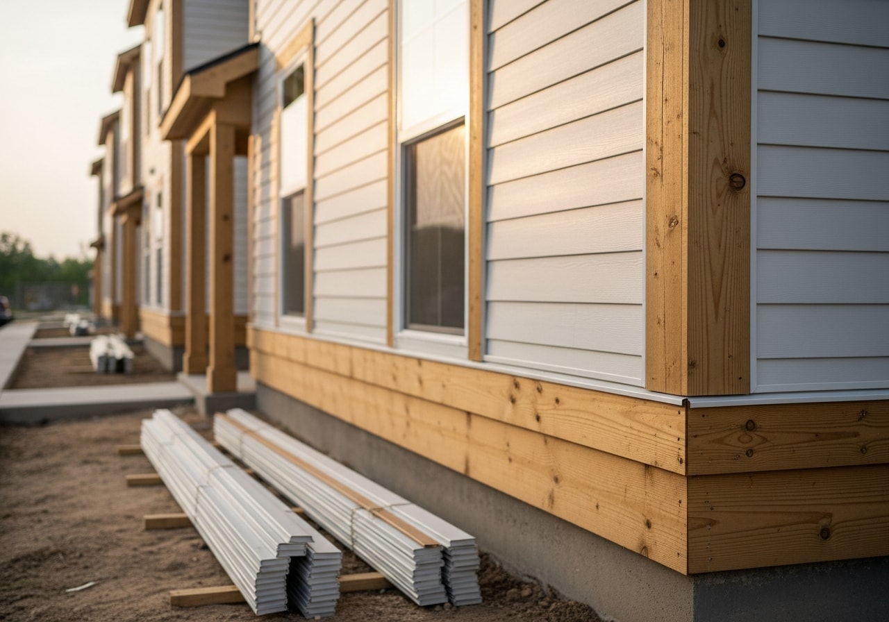 New vinyl siding and trim installed on 8-unit apartment complex in Baybrook